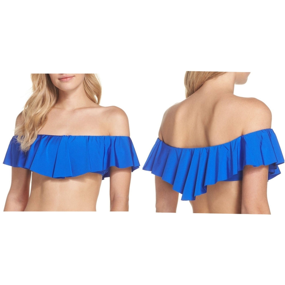Trina Turk blue bandeau bikini top